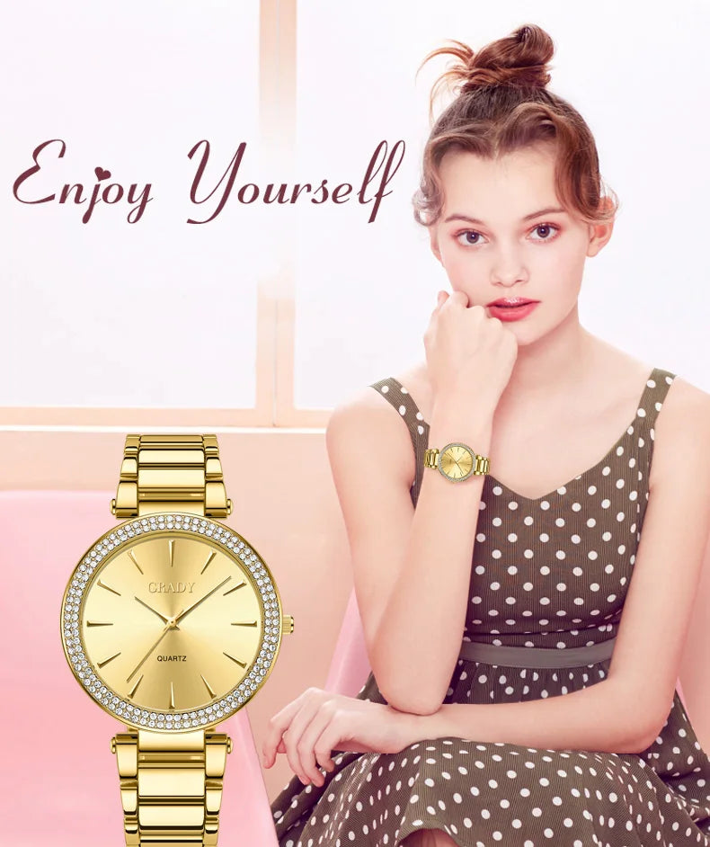 Luxury woman watch gold watch women luxe femme Gift for wife diamond watch quartz watches wristwatches for ladies