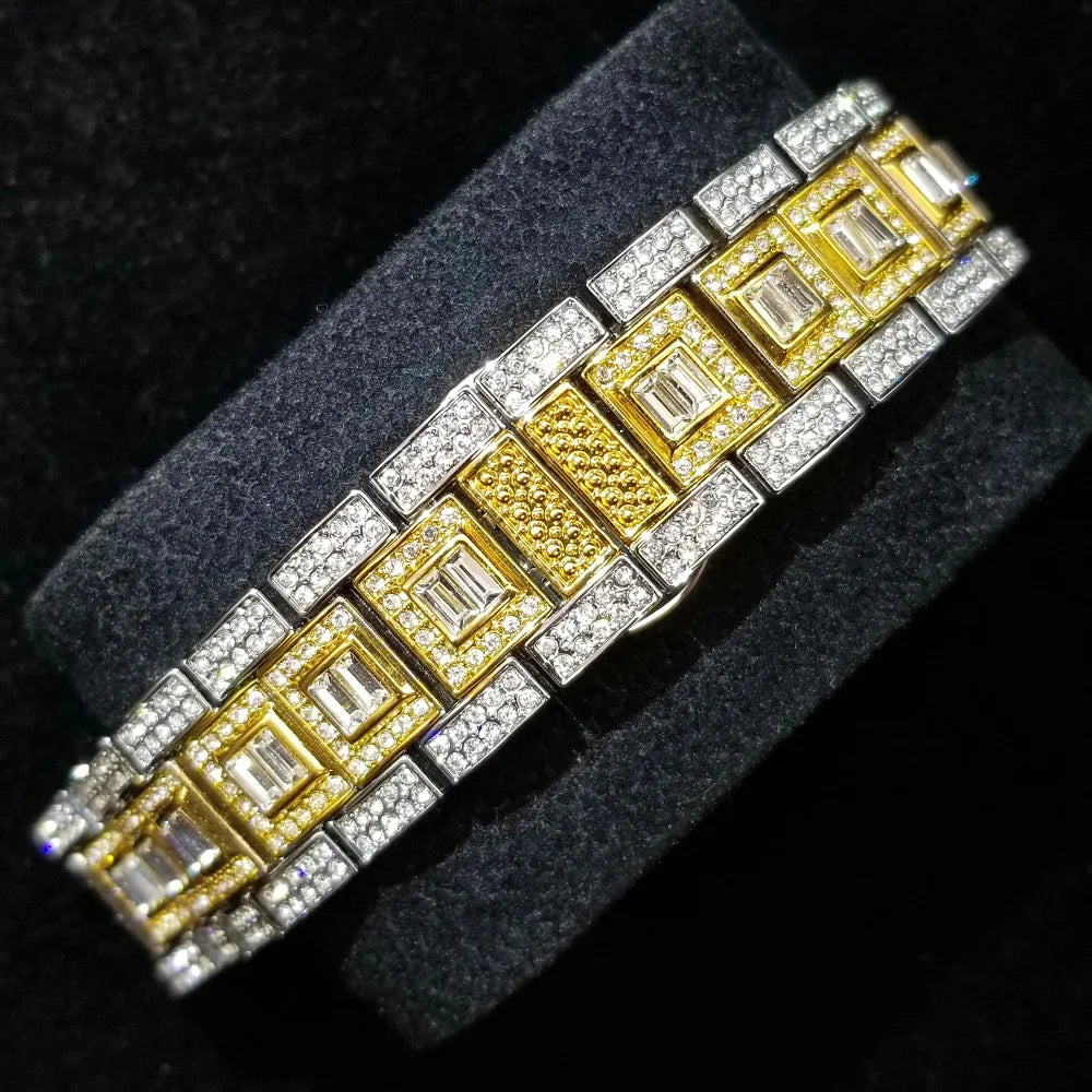 Full Iced Out Watch For Men Luxury Gold Hip Hop Diamond Quartz Mens Watches Waterproof Day Date Clock Best Selling Product 2023