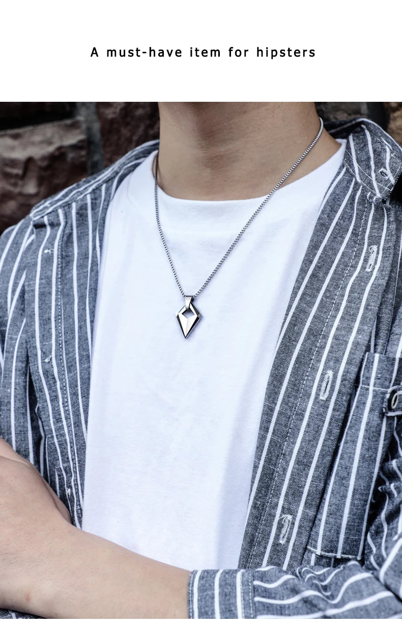 Male Necklace,Pendant for Men with Titanium Steel Chain,High Polished Tungsten Aesthetic Jewelry,Customized