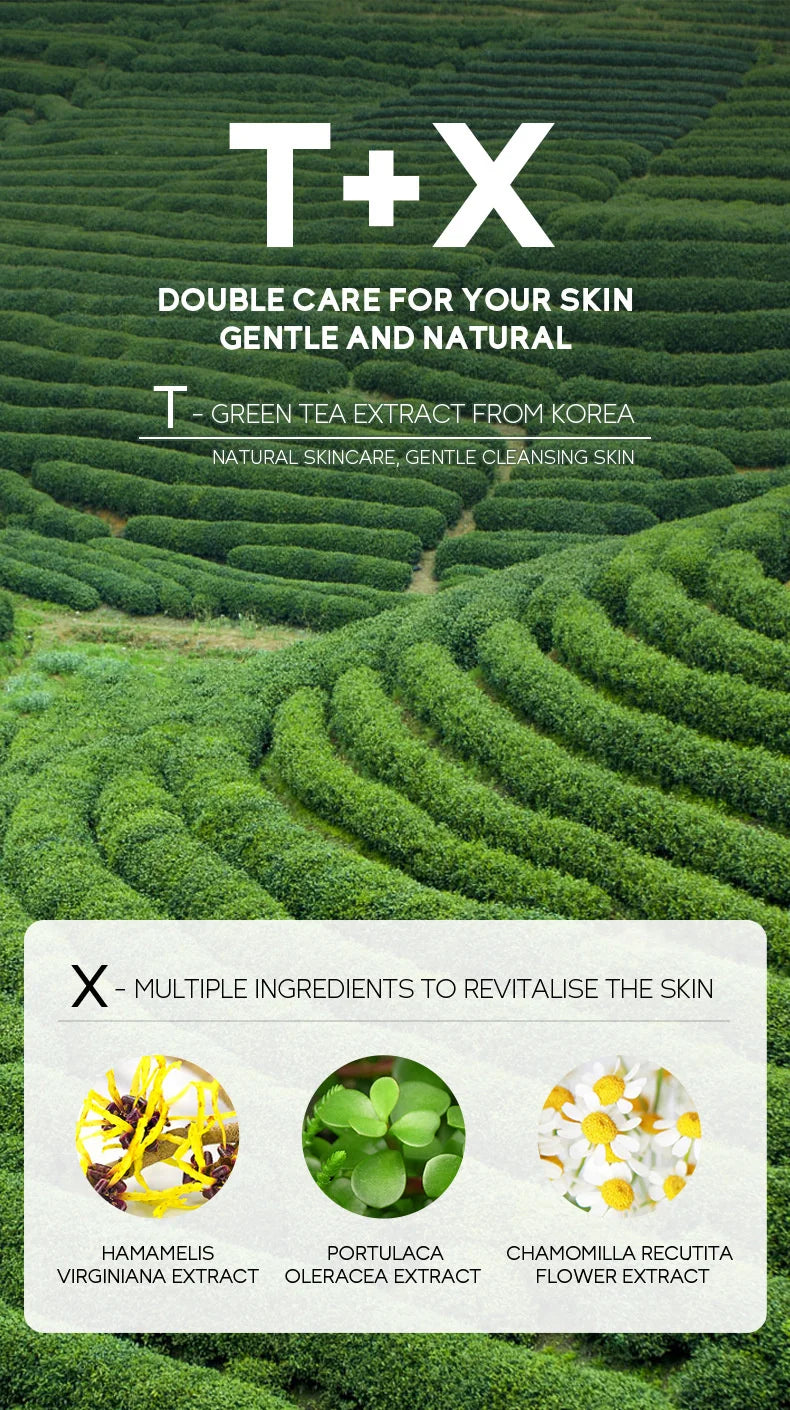 50g Green Tea Facial Cleanser Natural Plants Deep Cleansing Oil-Control Moisturizing Brighten Soften Skin Dense Foam Skin Care