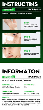 Men's Facial Cleanser Deep Clean Improve Oily Face Wash Cream Face Wash Foam Brightening Rejuvenation Face Cleanser Skin Care