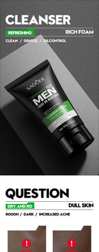 Men's Facial Cleanser Deep Clean Improve Oily Face Wash Cream Face Wash Foam Brightening Rejuvenation Face Cleanser Skin Care