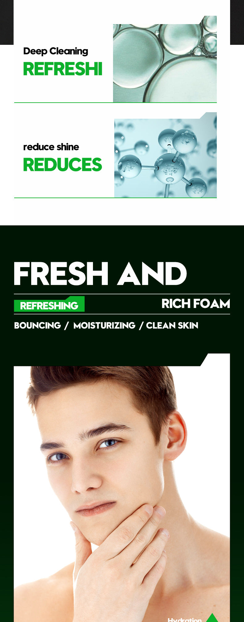 Men's Facial Cleanser Deep Clean Improve Oily Face Wash Cream Face Wash Foam Brightening Rejuvenation Face Cleanser Skin Care