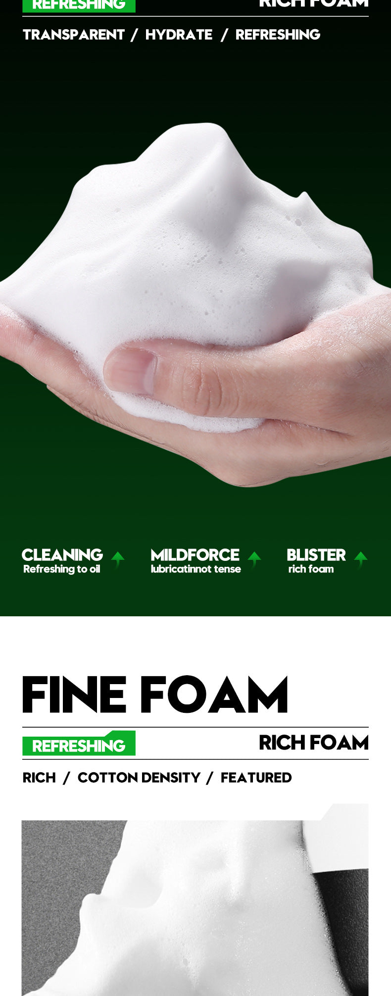 Men's Facial Cleanser Deep Clean Improve Oily Face Wash Cream Face Wash Foam Brightening Rejuvenation Face Cleanser Skin Care