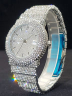 Luxury Watches For Men Full Diamond Iced Hip Hop Stylish Quartz Watch For Male Waterproof Calendar Men's Wristwatches Gift New