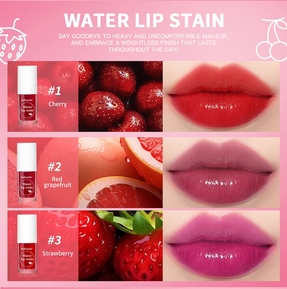 Fruity Water Lip Tin Lip Gloss Moisturizing Lip Glaze Long Lasting Lip Ink Face Lip Dual Purpose Liquid Lipstick Cosmetic Makeup