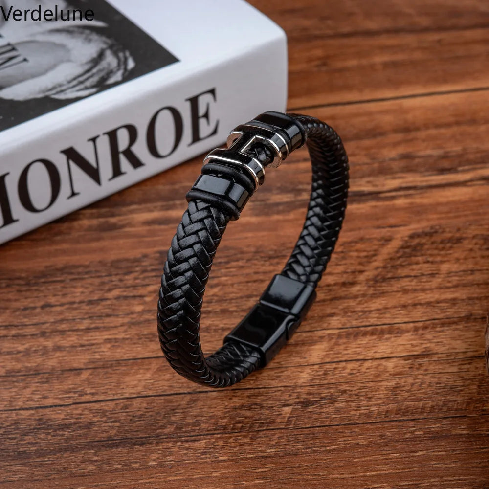 Men's Letter H Bracelet with Magnetic Clasp - Trendy Stylish Initial Jewelry