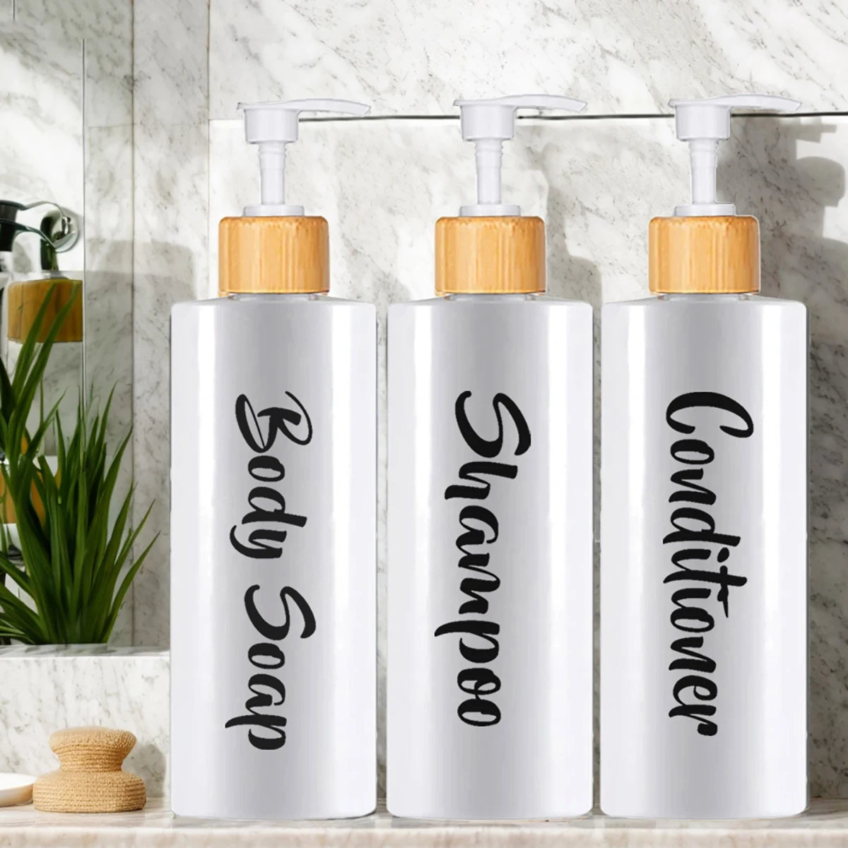 Shampoo Conditioner Bodywash Soap Dispenser Bathroom Shower Soap Dispenser Empty Shampoo Bottle Bathroom Essential