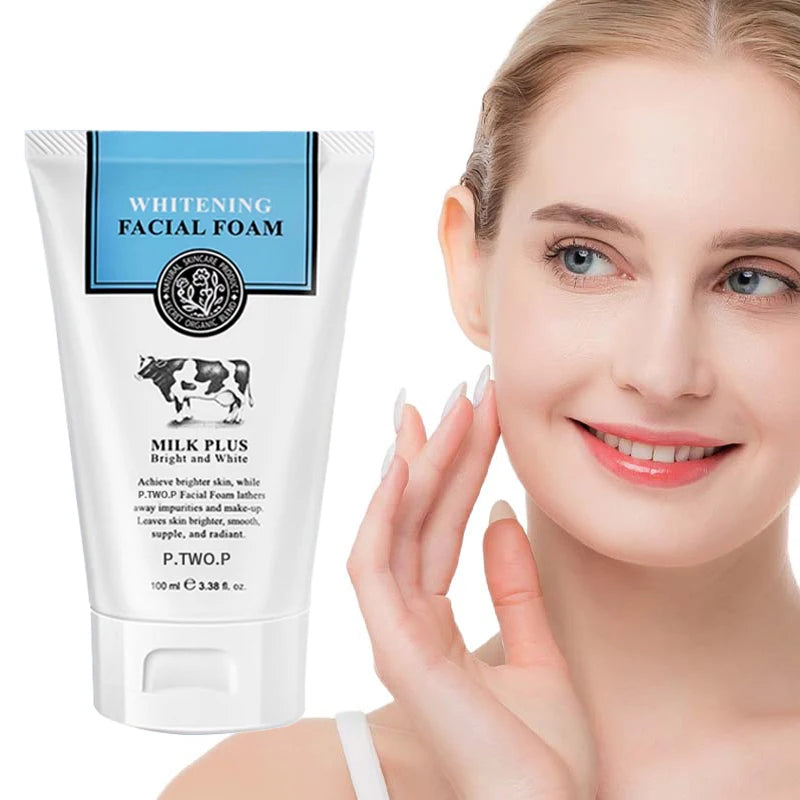 PTWOP Whitening Facial Cleanser Foam Moisturizing Deep Remove Cleansing Acne Milk Oil Control Exfoliating Shrink Pores Face Wash