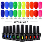 NAILCO 10PCS/Set Gel Nail Polish Gorgeous Full Coverage Semi Permanent Soak Off UV LED Gel Nail Art Base Top Coat Gel Polish Kit