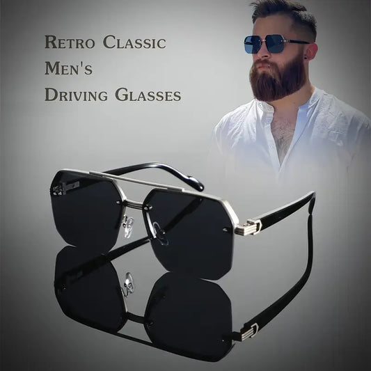 Classic Half-Frame Fashion Glasses for Men - Vintage Style, Slimming Effect for Driving & Outdoor Adventures Gradient