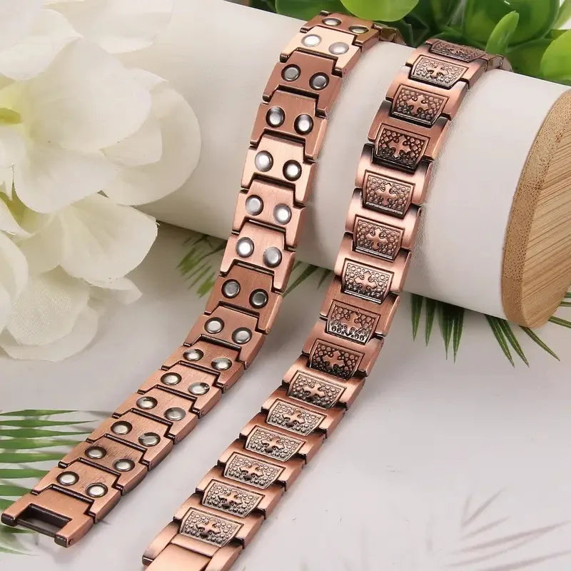 Men's Copper Magnetic Bracelet Elegant 99.99% Solid Copper Bracelets with Double-Row Strong Magnets,Magnetic Jewelry