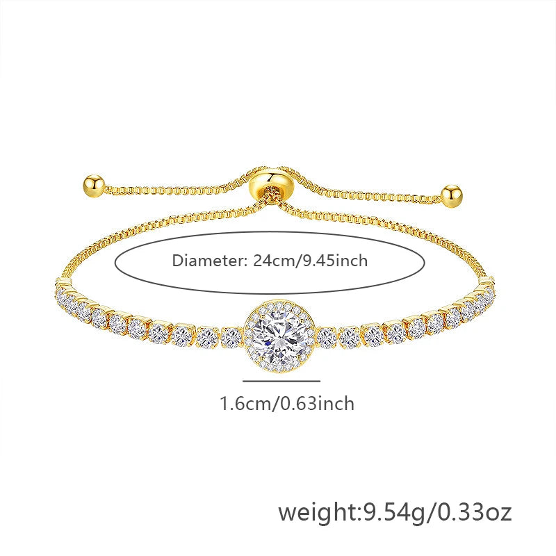 A simple luxurious women's bracelet with synthetic zircon, imitation moissanite—versatile, round-pouch, drawstring-adjustable.