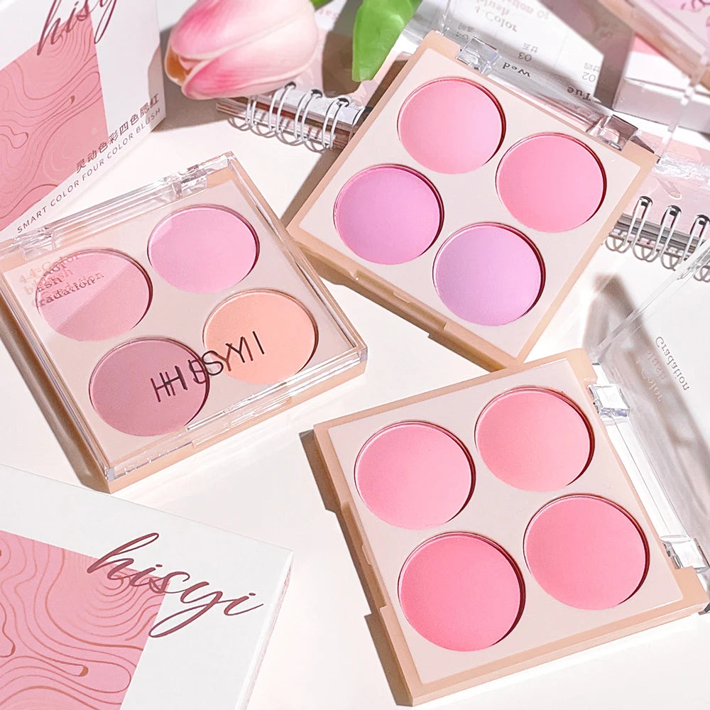 4-color blush bright warm color natural nude makeup effect brightening lasting easy to color face beauty cosmetics