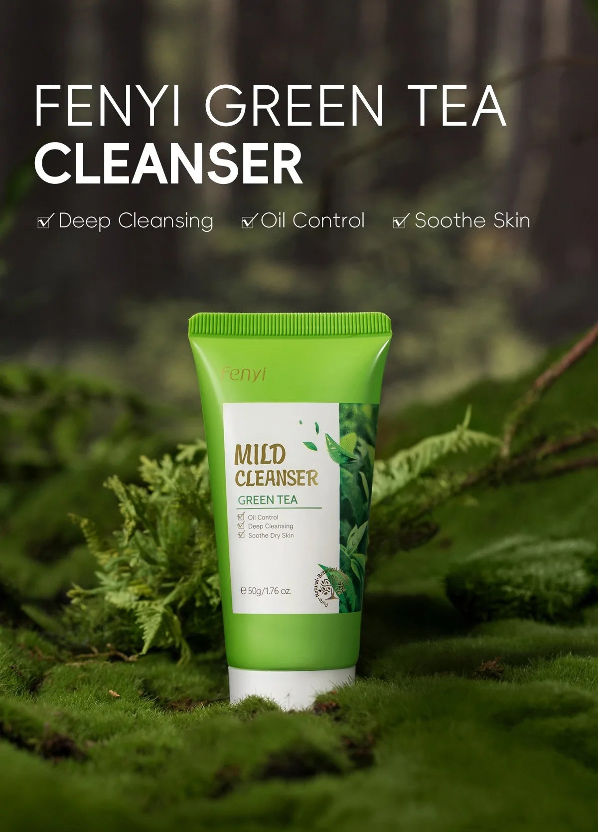 Green Tea Facial Cleanser Skin Deep Cleansing Moisturizing Blackhead Removal Skincare Face Wash Foam Face Cleanser Skin Care