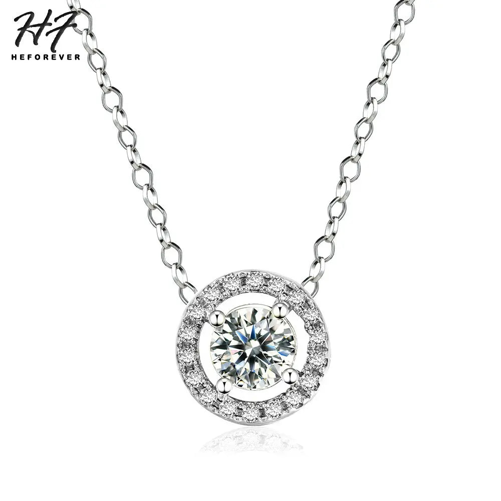 Wedding Round Pendant Necklaces For Women Engagement Female Jewelry Women's Choker Chain On The Neck Shiny Jewellry N095-M