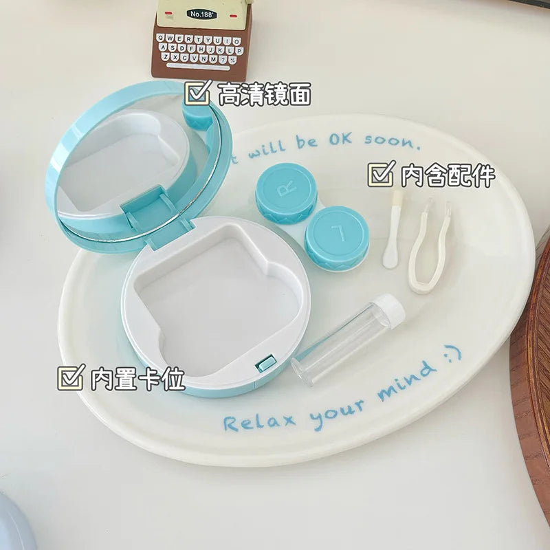 hello kitty color contact lenses Kuromi Sanrio contact  cute kawaii eye contacts care box INS portable box with mirror anime