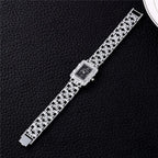 Luxury Sliver Metal Women Bracelet Wrist Watch Top Brand Fashion Crystal Quartz Watch Elegant Square Ladies Clock Reloj Mujer