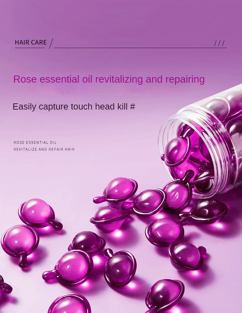 Hair Styling Serum Frizzy Dry Hair Rose Essence Oil Capsules Leave-in Anti Frizz Conditioner Repair Hair Care