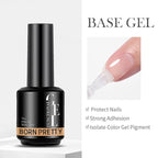 BORN PRETTY 15ml Milky Pink Rubber Base Gel Nail Polish Glitter Semi-Permanent Varnish Soak Off Self Leveling UV LED Polish