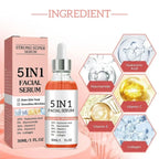 5 In 1 Fade fine lines Firming Face Serum Moisturizing brightning Vitamin C Hyaluronic Acid Facial Serum Shrink Pores Skin Care