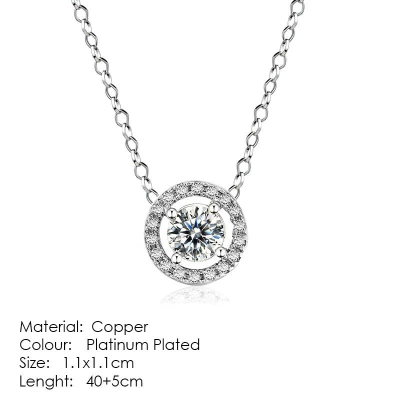 Wedding Round Pendant Necklaces For Women Engagement Female Jewelry Women's Choker Chain On The Neck Shiny Jewellry N095-M