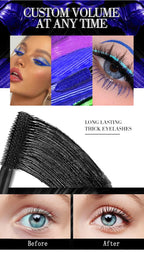 5D Mascara Waterproof Sweatproof Non Smudging Creates Dense Long Lashes With Silicone Brush Head For Base Laying