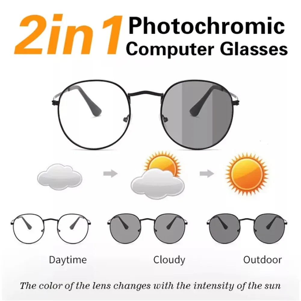 Photochromic Sun Glasses Women Blue Light Glasses 2 In 1 Sun Glasses UV400 Sunglasses for Women