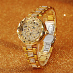 Luxury Brands Fashion 2025 New Women's Watches 3D Diamond Stainless Steel Skeleton Mechanical Clock Elegant Ladies Wedding Gift
