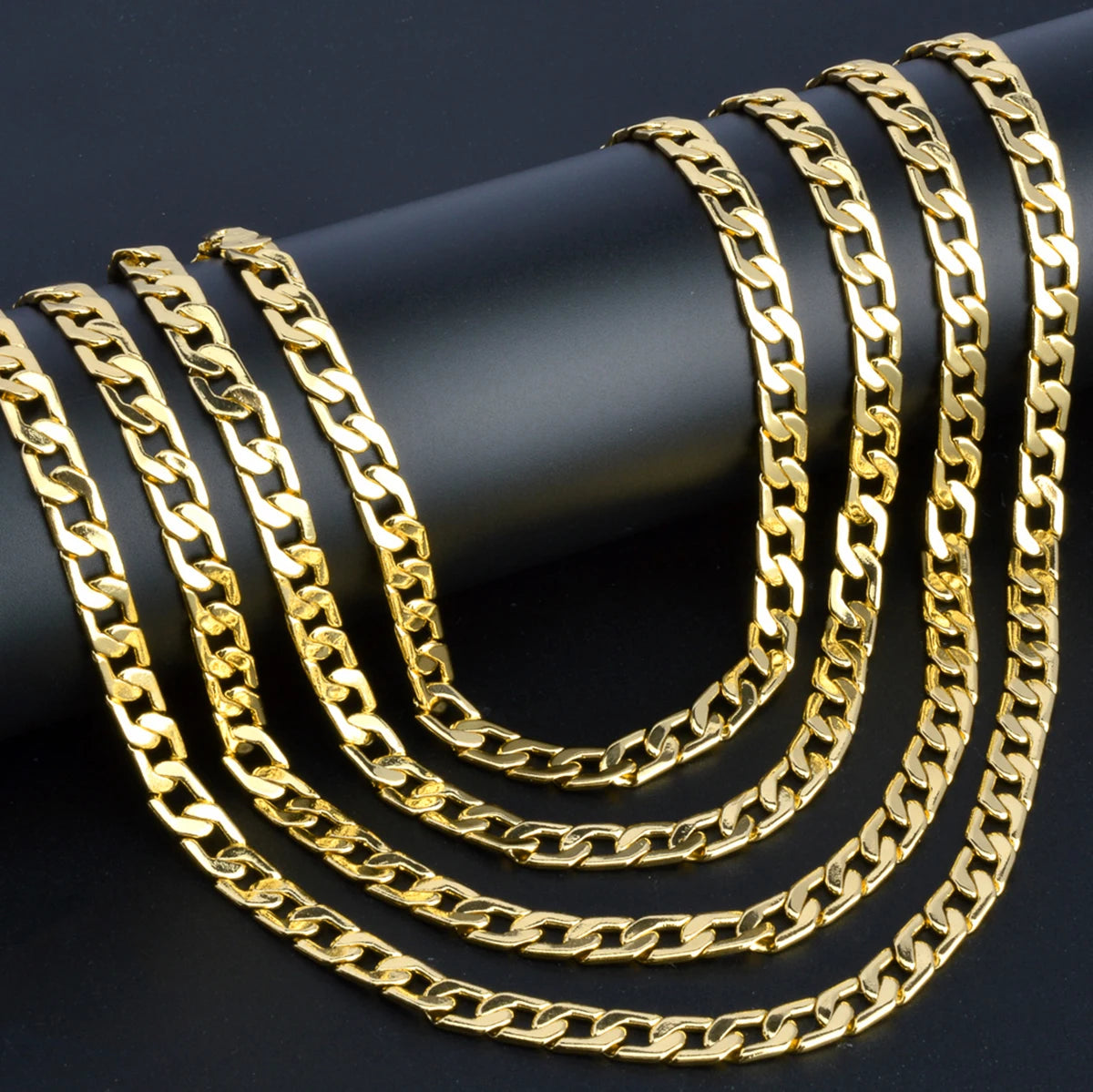 Sunny Jewelry Women Men's Necklace Gold Plated Fashion Basic Punk Cuban Link Chain Long Necklace Neck Jewellery Accessories Gift