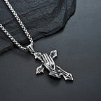 Necklace For Men National Retro Style Hand Of Prayer Stainless Steel Cross Fresh Fashion Necklace Personality Niche Pendant