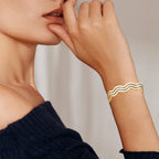 Luxury Women's Bracelet: Creative Wave Design - Diamond embellishment, fashion wrist jewelry