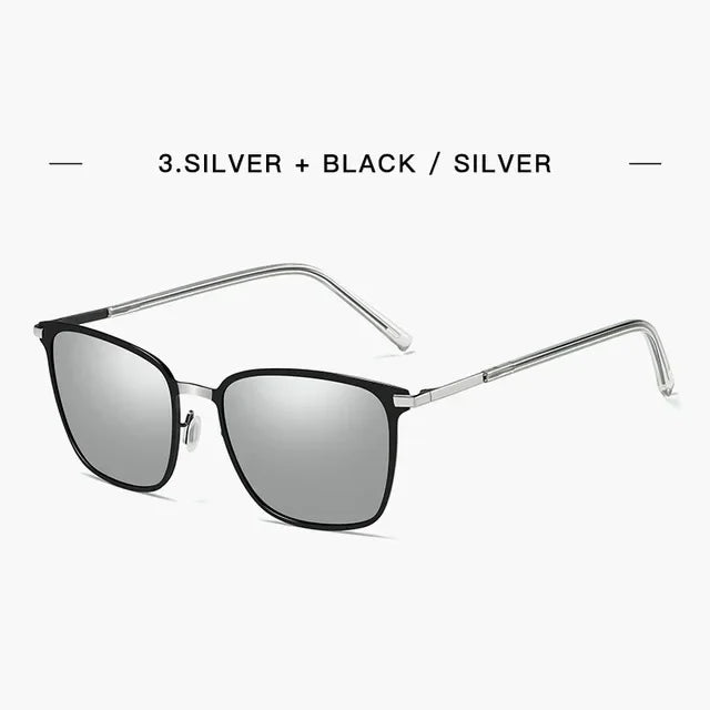 New Arrival Stylish Polarized Sunglasses Men Square Metal Frame Grey Glasses fashion Men Driver driving sunglasses UV400