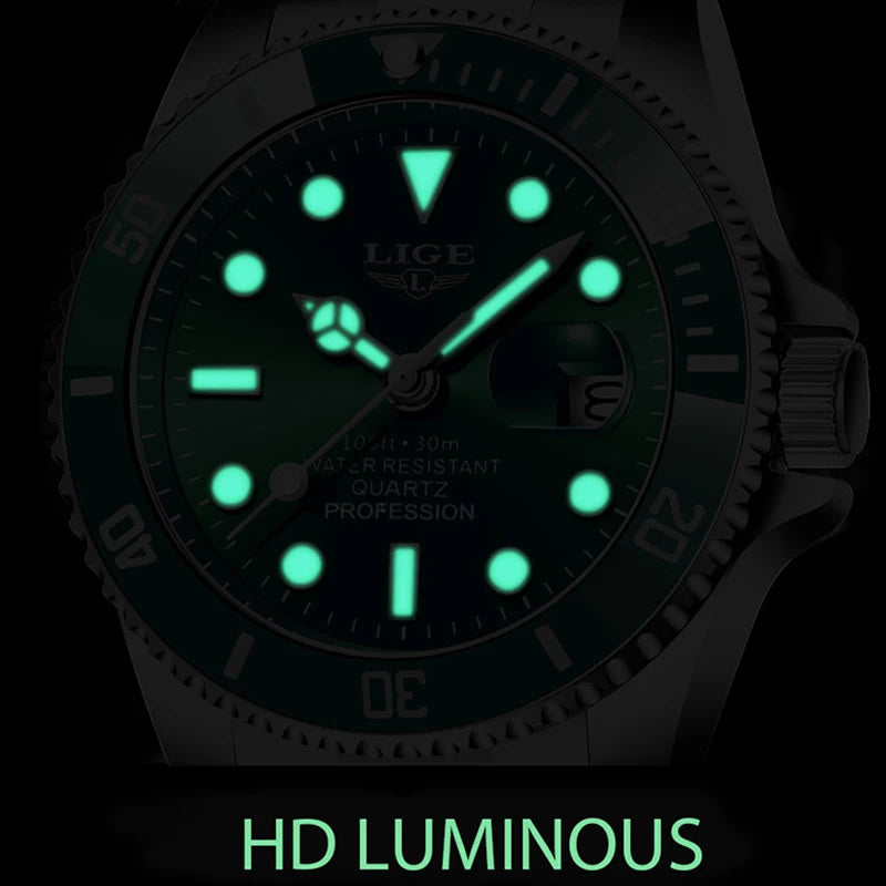 LIGE Men Watch Fashion Business Watch Men Top Brand Luxury Waterproof Luminous Quartz Wristwatches For Men Relogios Masculino