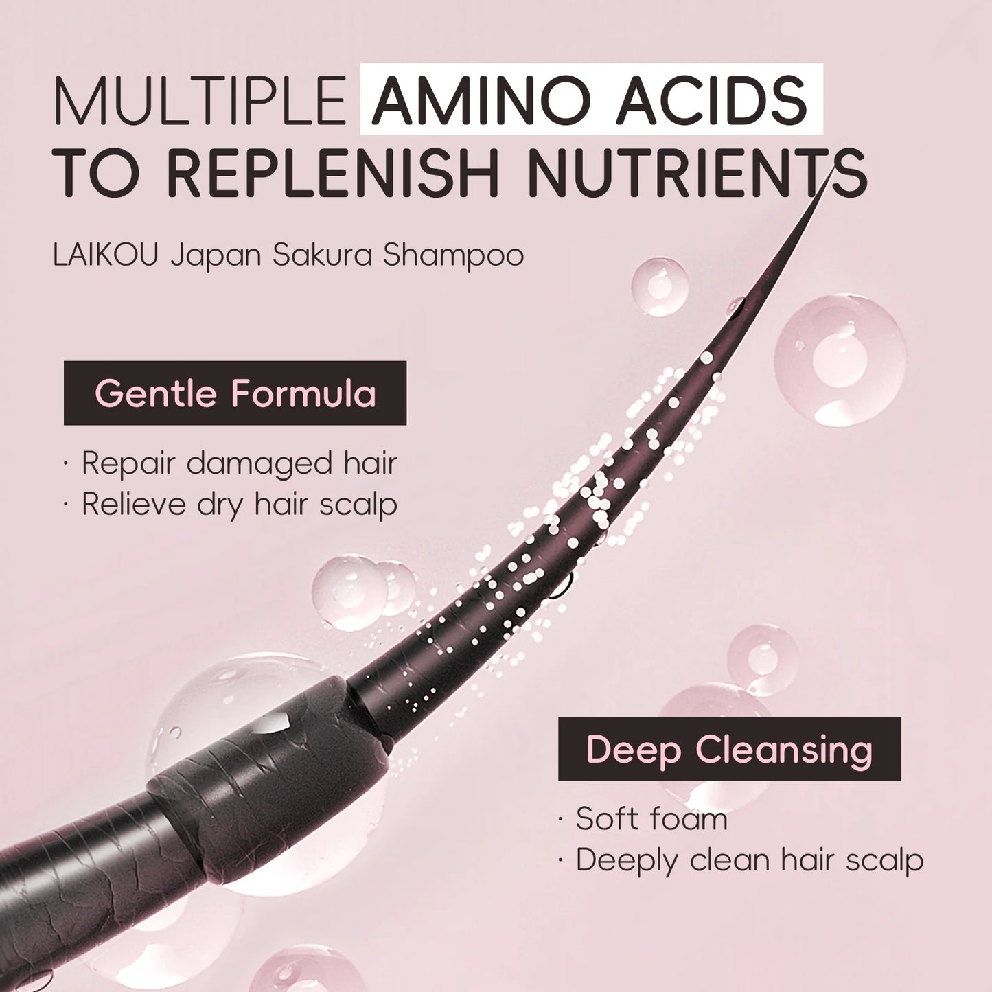 LAIKOU  Sakura Shampoo Repair Anti Split Ends Smooth Frizz Dry Hair