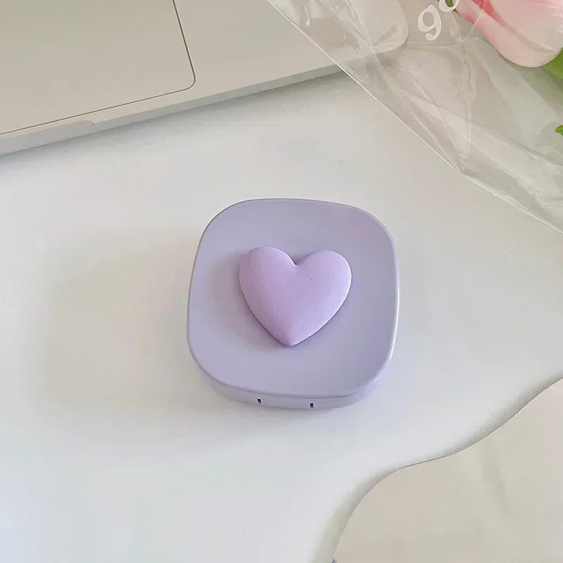 Women Color Contact Lens Case Red Heart Contact Lenses Box for Eyes Care Kit Glasses Case Holder Container