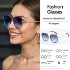 Luxury Square Large Frame Sunglasses for Women And Men Stylish Metal Decorated Light Daily Fashion Glasses
