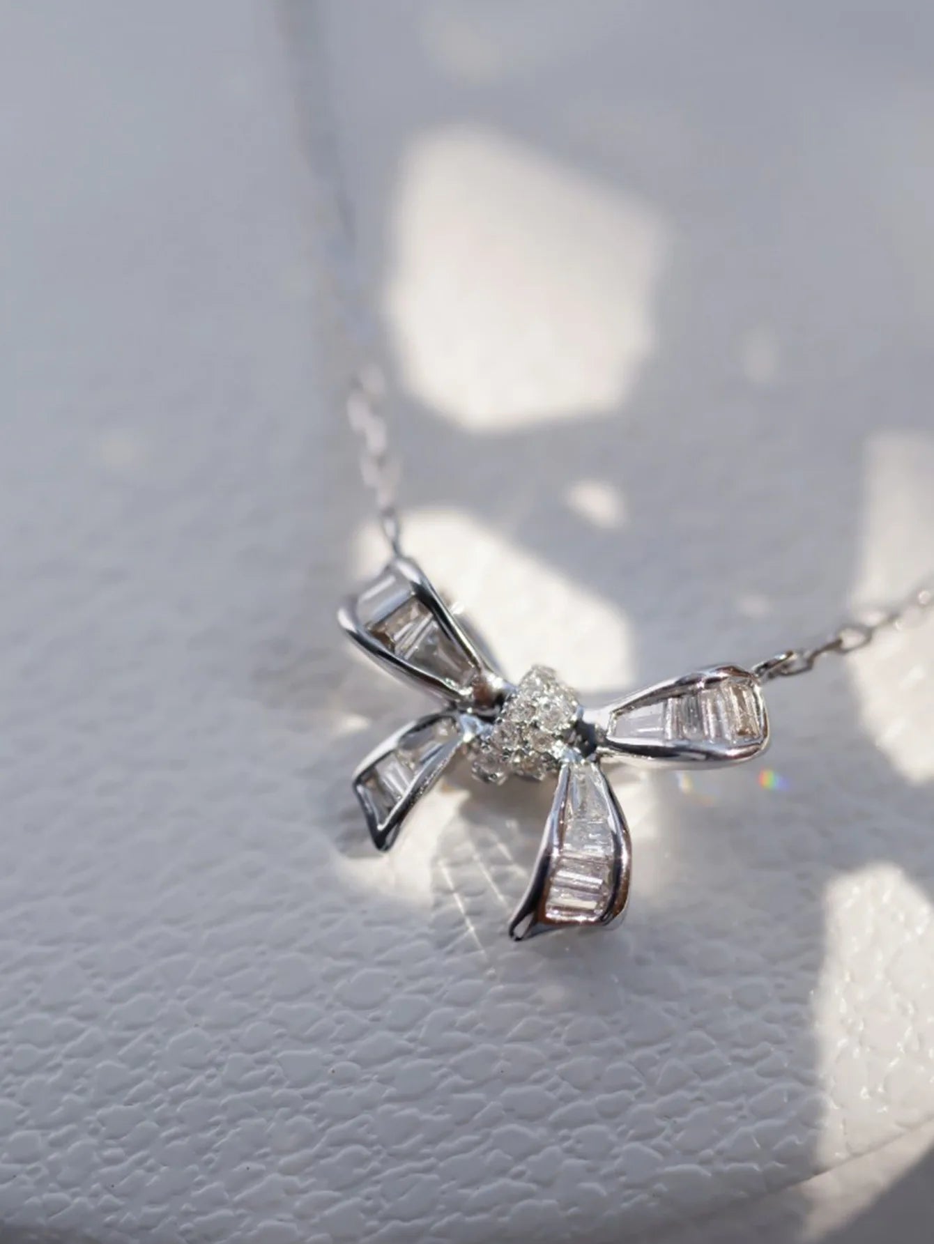 S925 Sterling Silver Women's Necklace Cute Bow Zirconia Pendant Necklace French Jewellery for Daily Wear Holiday Party Gifts