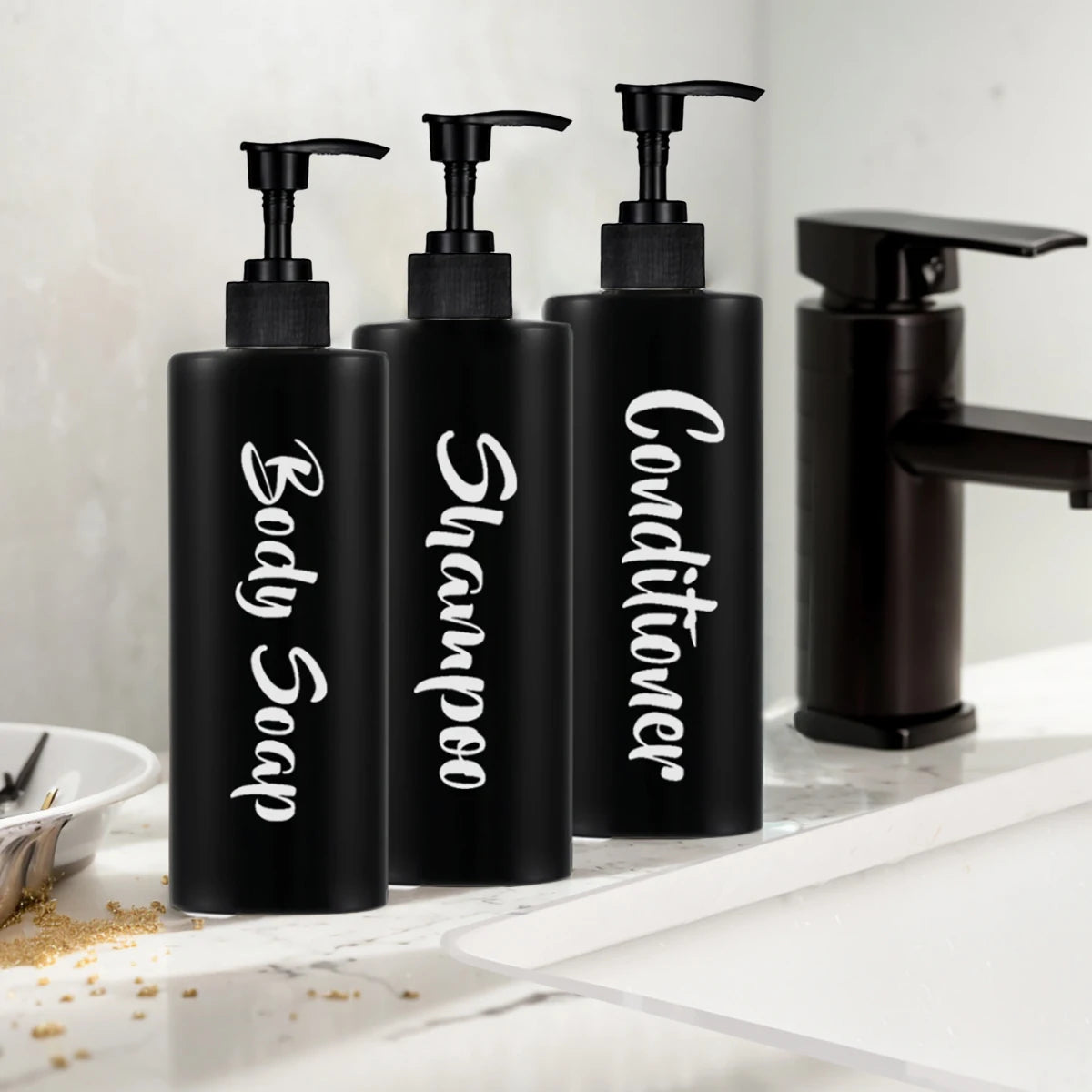 Shampoo Conditioner Bodywash Soap Dispenser Bathroom Shower Soap Dispenser Empty Shampoo Bottle Bathroom Essential