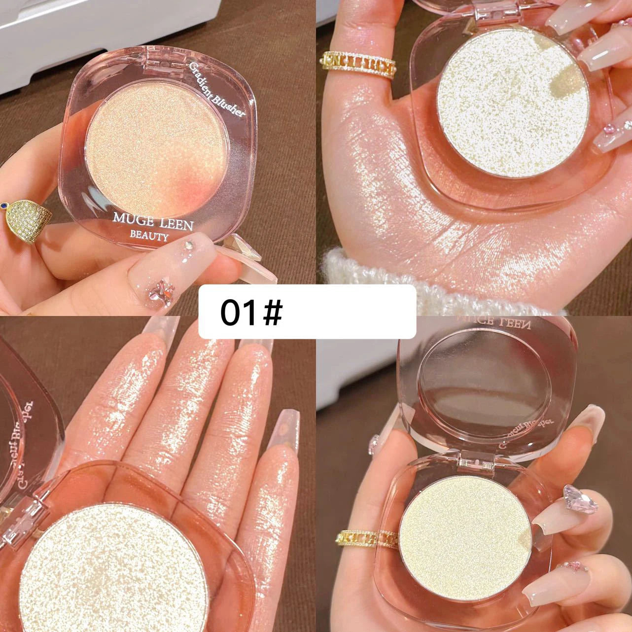 Makeup Highlighter Pink Polarized Shiny Glitter Brighten Cheekbones Eyes High Gloss Palette Highly Pigmented Shimmer Fine Shine