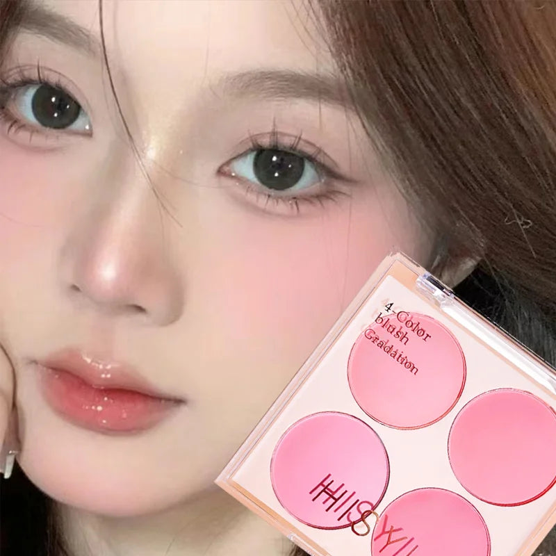 4-color blush bright warm color natural nude makeup effect brightening lasting easy to color face beauty cosmetics