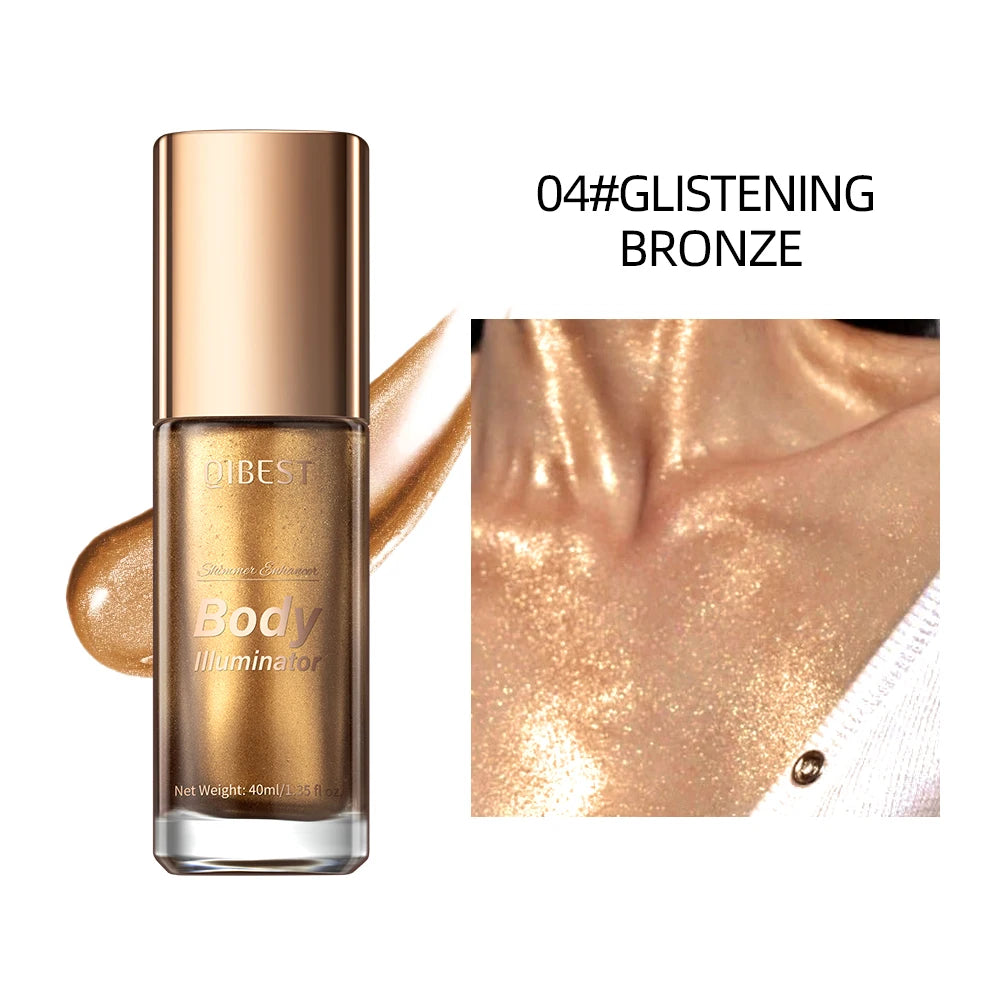 QIBEST 5 Colors Body Face Liquid Highlighter Glitter Makeup Glow Face Contour Shimmer Illuminator Ginger Highlight Cosmetics
