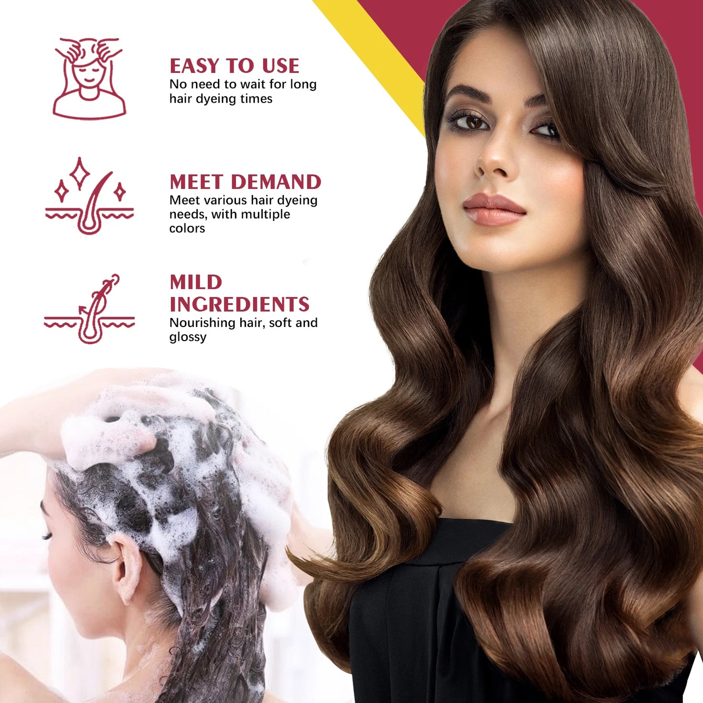 5Colors Hair Dyeing Shampoo 3in1 Rapid Hair Dyeing Repair Dry Cleaning Nourishing Hair Roots Restoration Coloring Black Shampoo