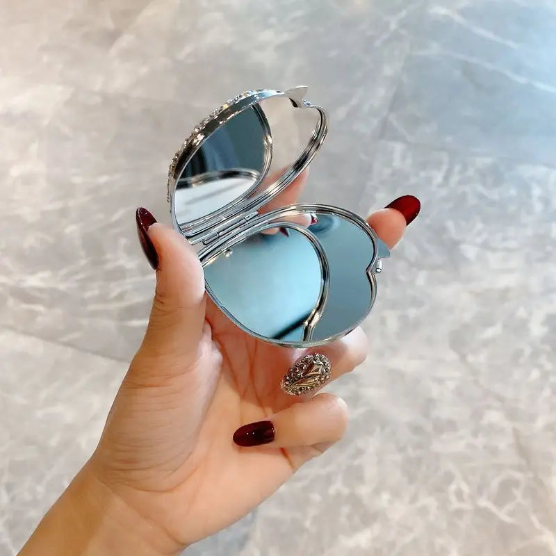 Makeup Mirror Luxury Diamond Portable Pocket Compact Mirror Women's Gifts Handheld Cosmetic Mirror with Magnification