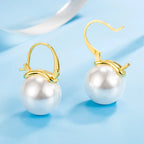 S925 Sterling Silver Jewelry Women Earrings 12MM/14MM Round Pearl Stone Earwires Jewelry Wedding Engagement Party Accessories