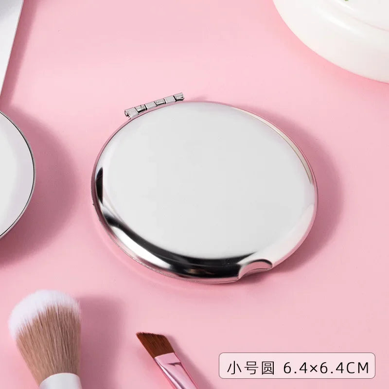 1pcs Hand Pocket Folded-Side Cosmetic Make Up Mirror Portable Women Stainless Steel Makeup Mirror  Small Various Shapes