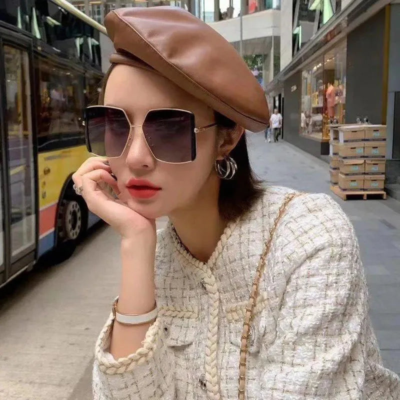 Luxury Oversized Polarized Sunglasses Women Face Slimming Designer Frame UV Protection High Quality Premium Fashion Eyewear