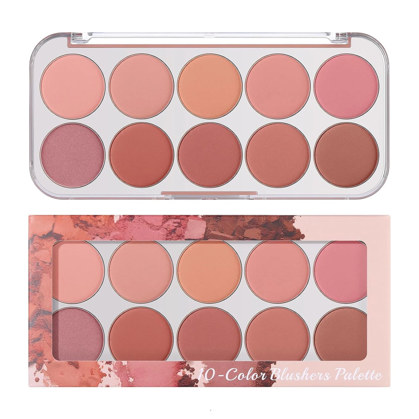 10 Colors Matte Blush Palette for Women Blendable Smooth Long-lasting Waterproof Contouring Blush Powder Buildable Cheek Makeup