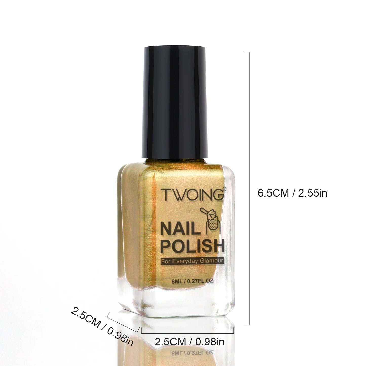 8ml Gold Metallic Nail Polish Bright Metal Mirror Nail Polish, Lasting，High Shine，Manicure Nail Lacquers Quick-Dry Manicure Art