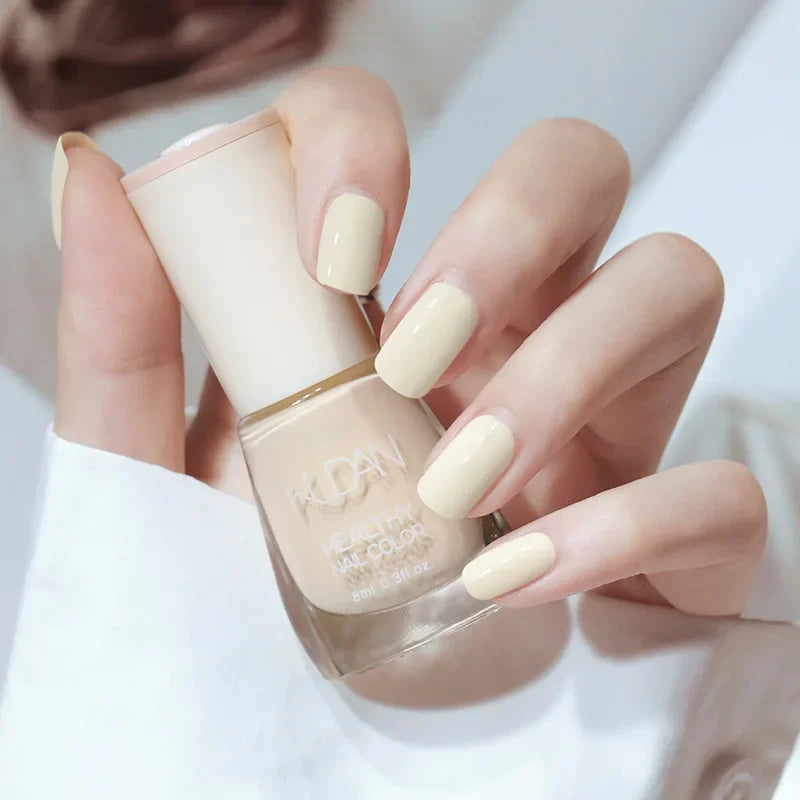 Nail Polish Without Baking Lamp White Fine Glitter Non-baking Non-peel Transparent Shiny Oil Base Coat Nude Nail Polish